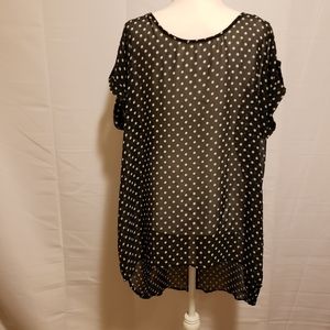 Zenobia Sheer Black & White‎ Polka Dot Blouse